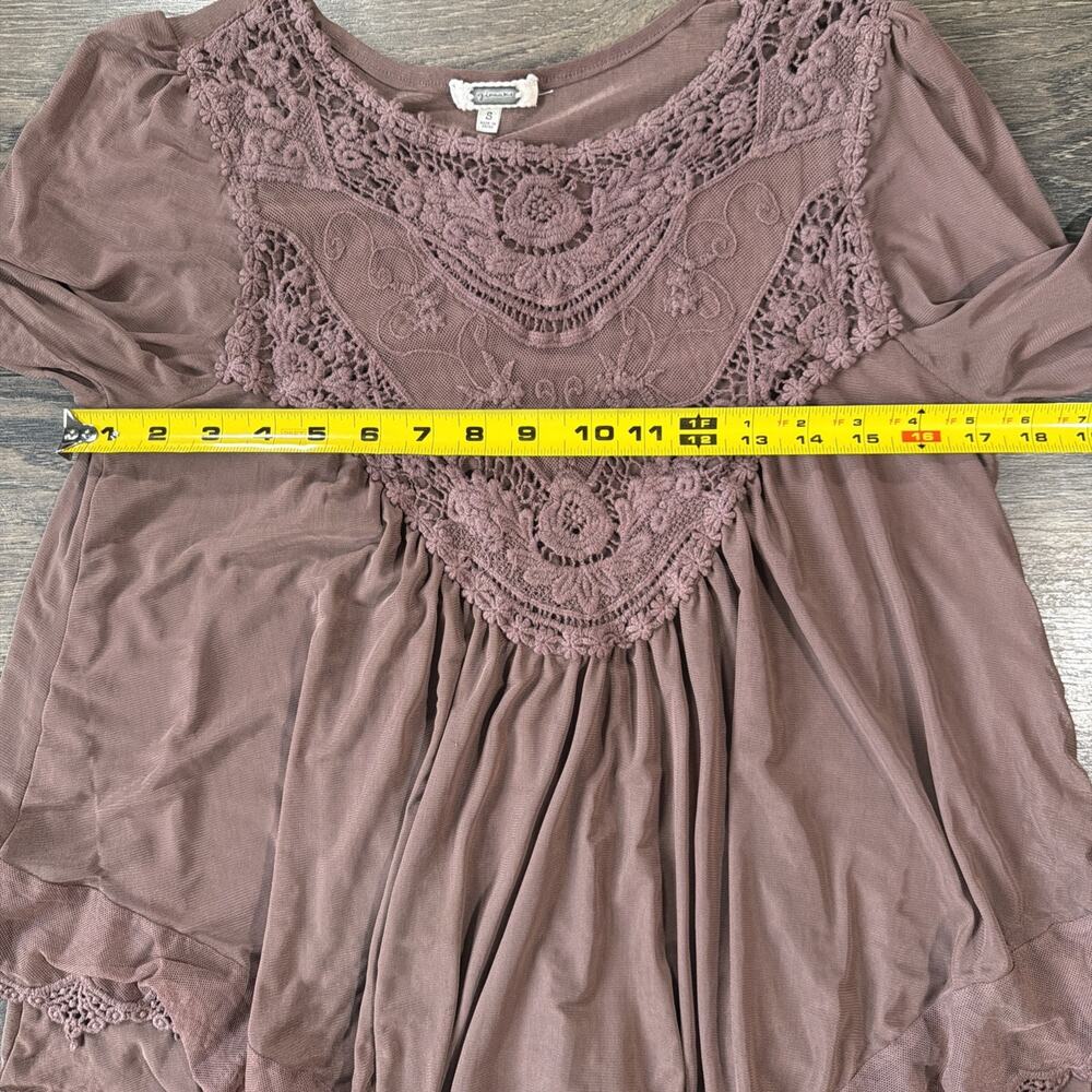Buckle Gimmicks Sz S Boho Fairy Grunge Lace Tunic Blouse Romantic Crochet Top - Picture 5 of 12
